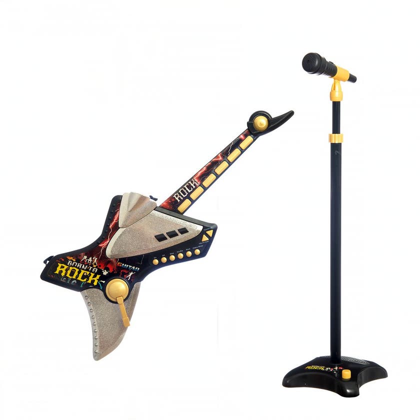 Stage, Batteridrevet rockegitar med mikrofonstativ